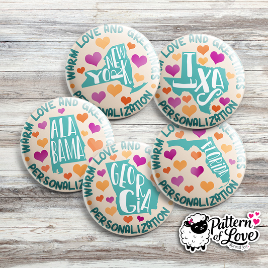 Personalized - Warm Love and Greetings - State Typography