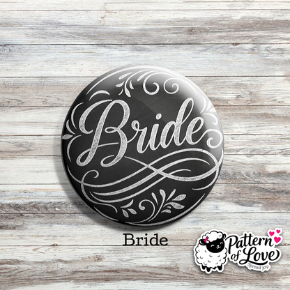 Chalkboard Style Bridal Party Pins