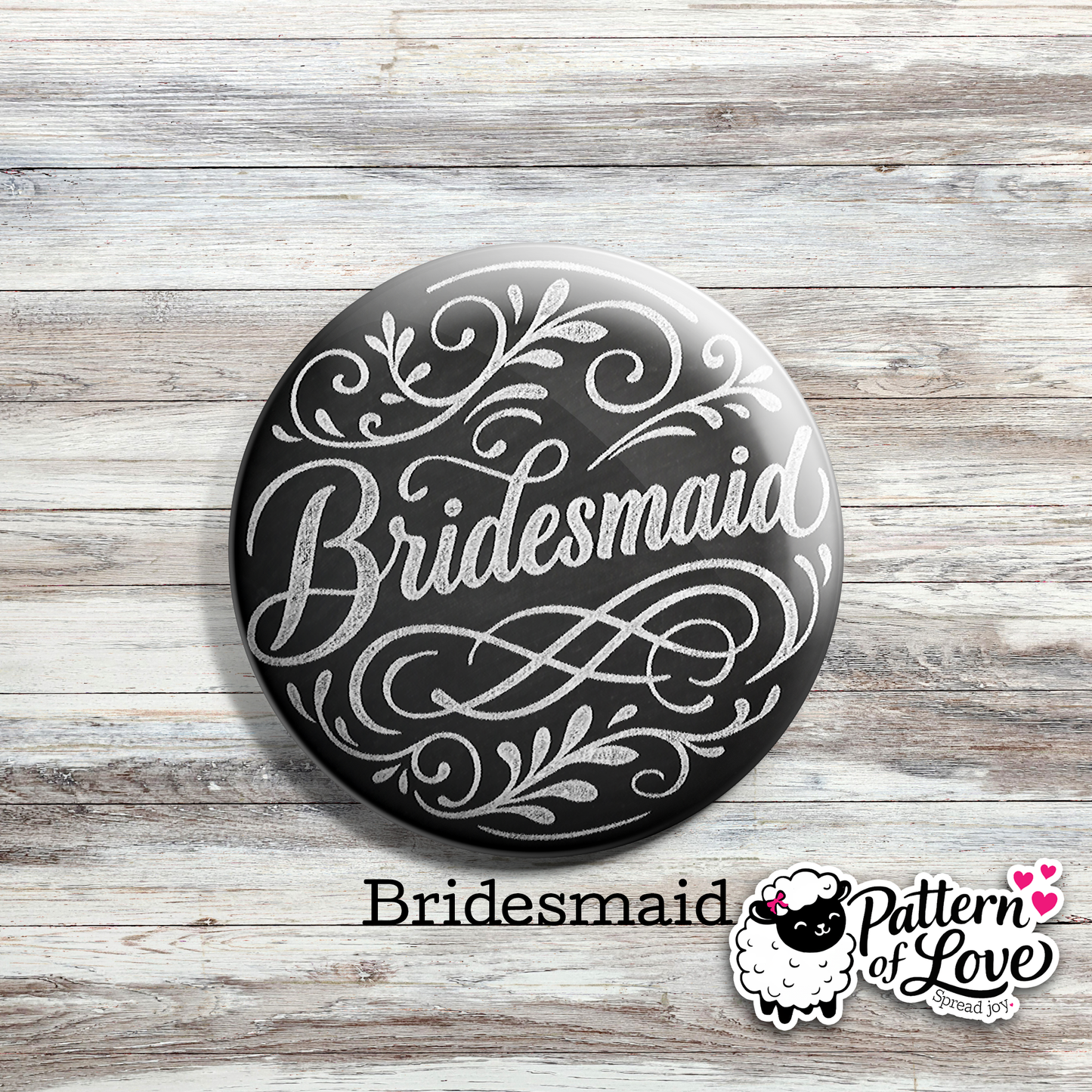 Chalkboard Style Bridal Party Pins