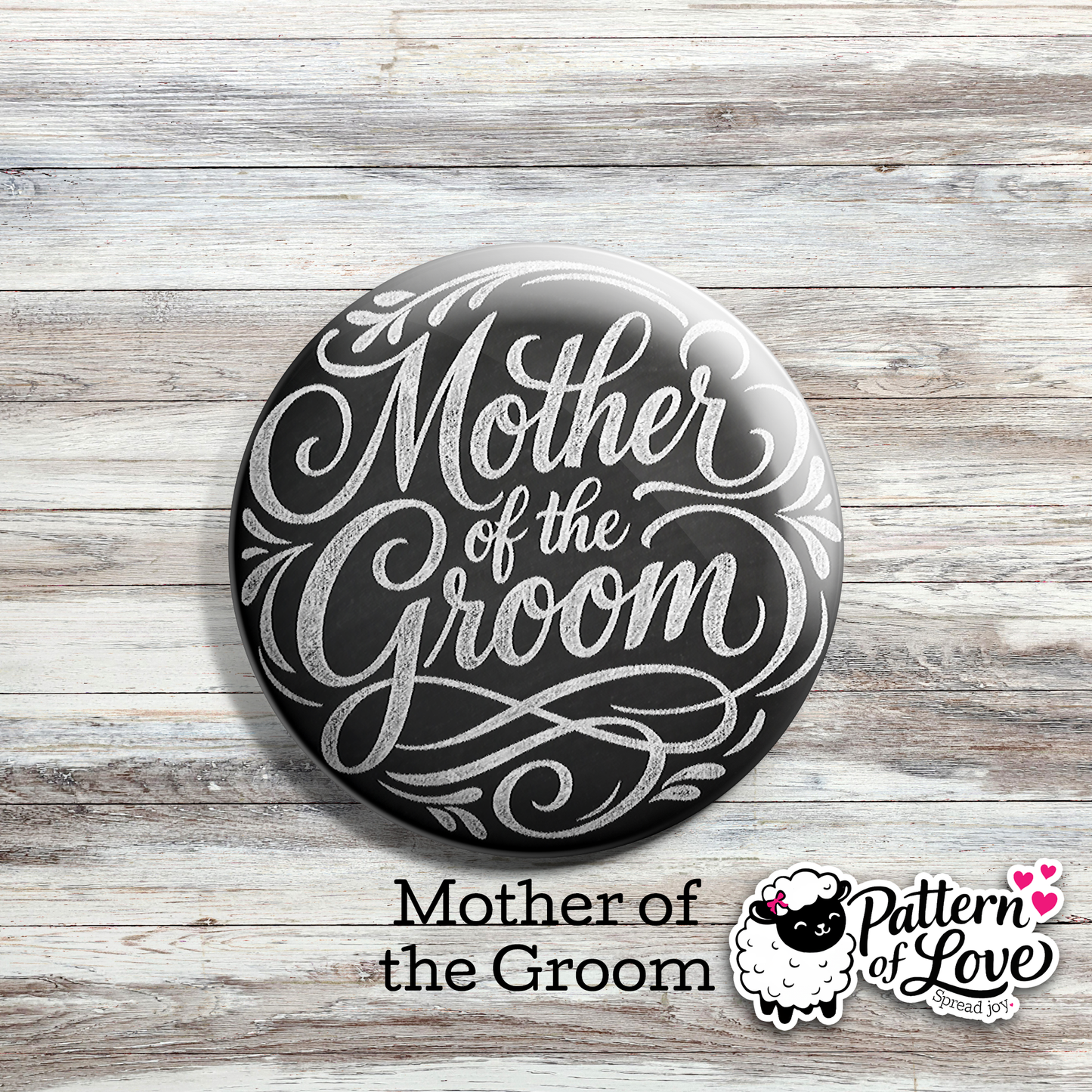 Chalkboard Style Bridal Party Pins